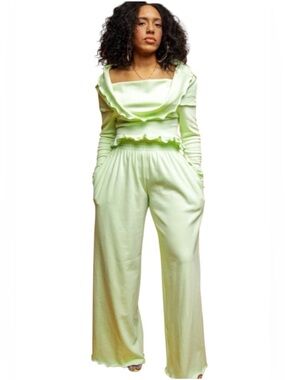 NWOT Sammy B Designs Kenny Wide Leg Pants Mint Green Cotton Size Medium